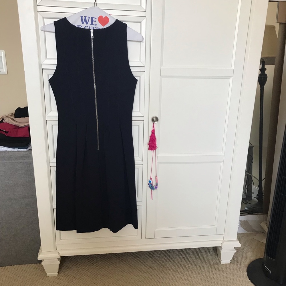 JCrew navy sleeveless ponte pleated dress, Sz 2